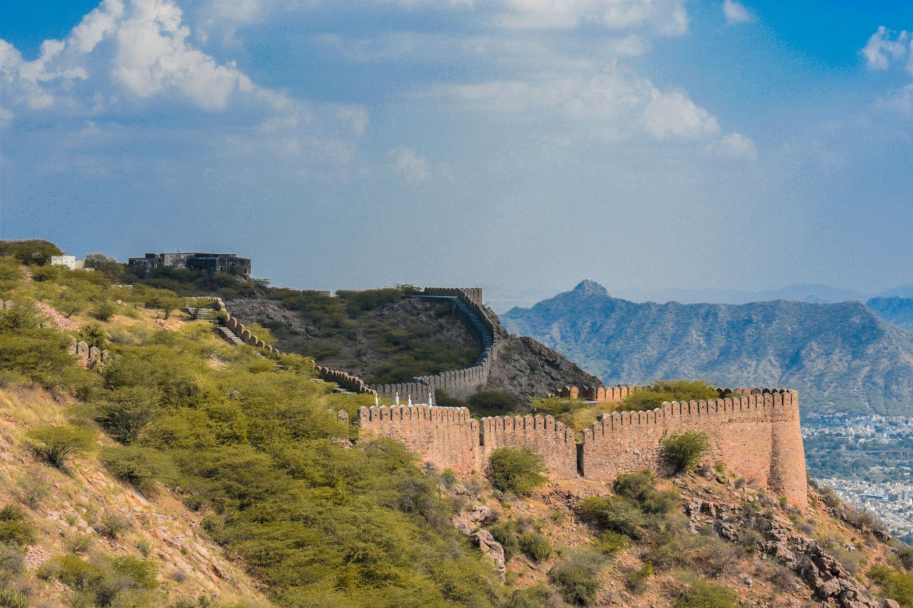 Fort walls on the hill above Ajmer