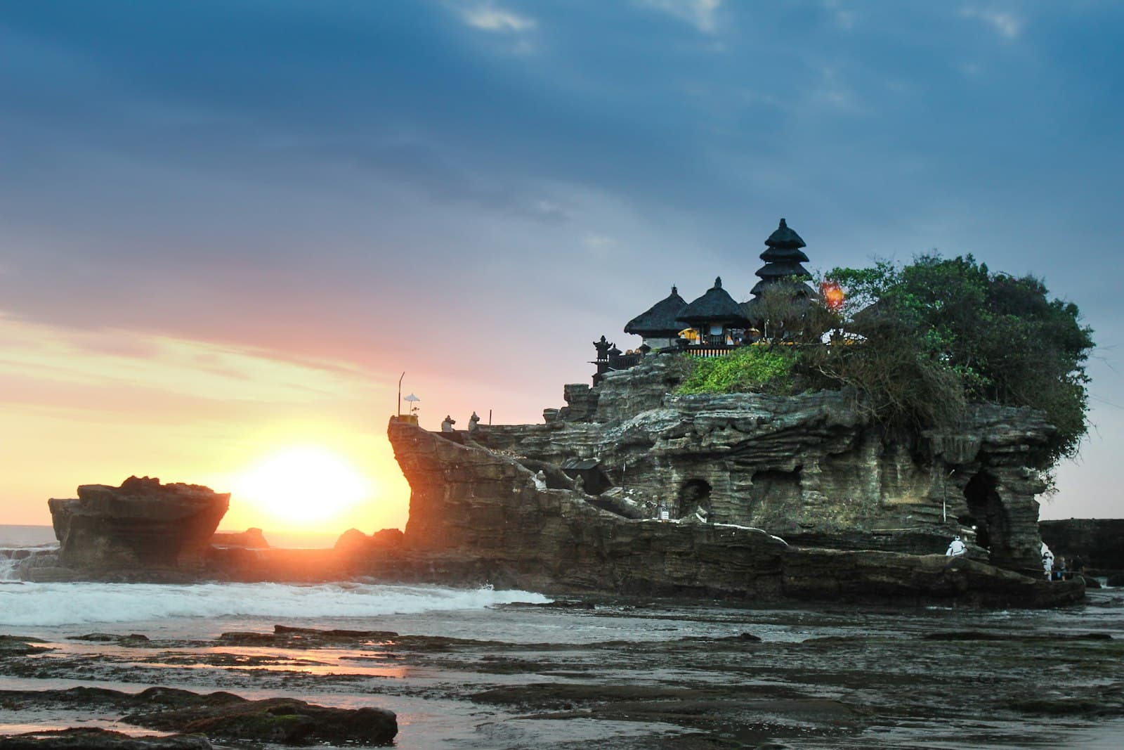 Balinese temple gate at sunrise