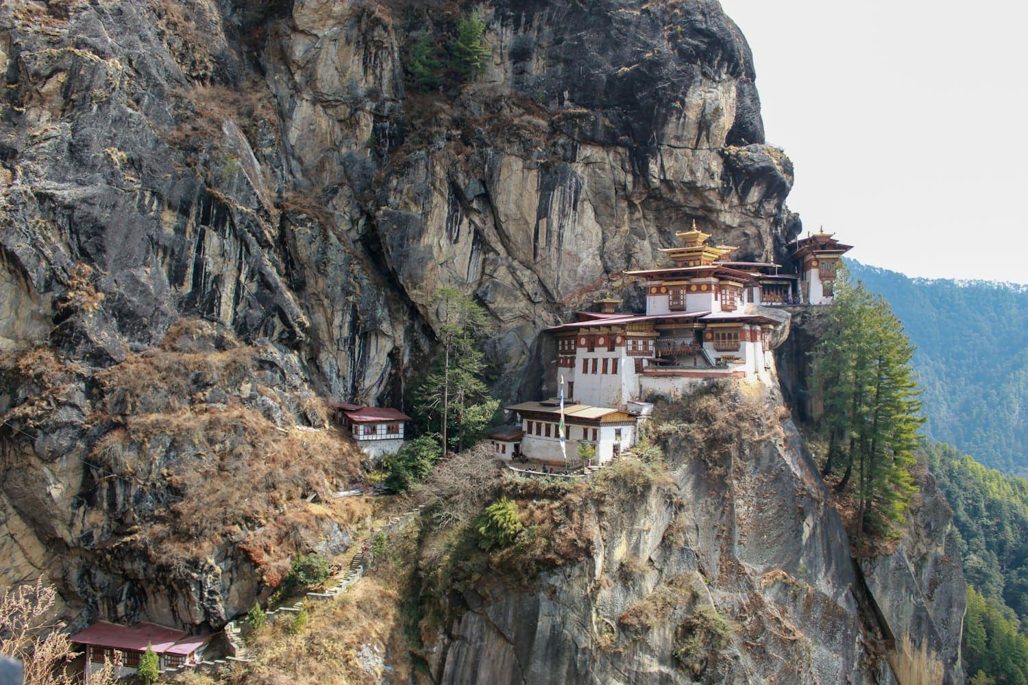 The Tiger's Nest monastery on a cliff in Paro, Bhutan