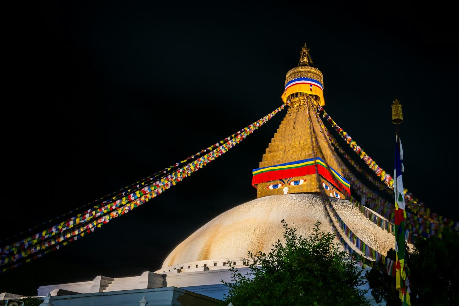 The Boudhanath Stupa and prayer flags, Kathmandu